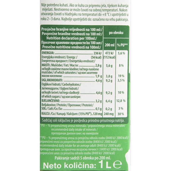 MLIJEKO TRAJNO 2,8%MM 1L BEZ ČEPA VINDIJA