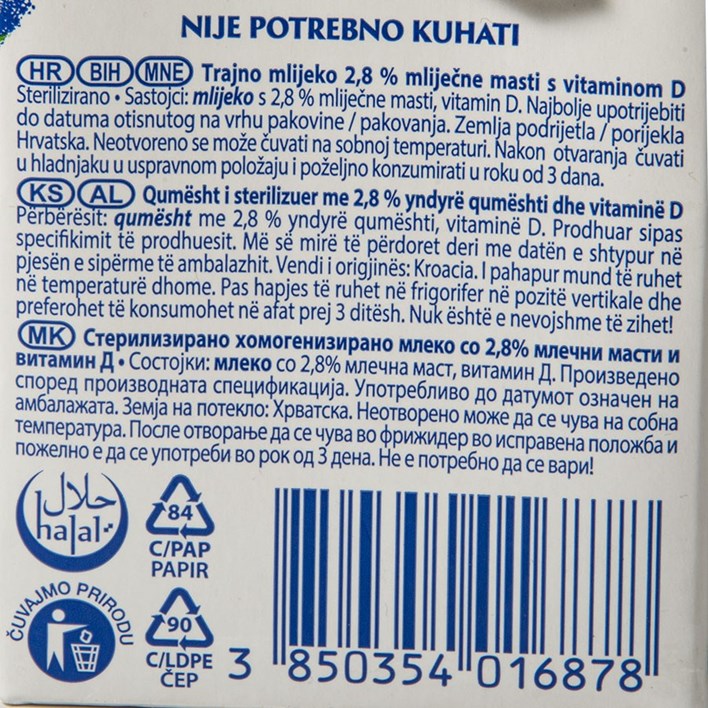 MLIJEKO TRAJNO 2,8%mm 0,5l DUKAT