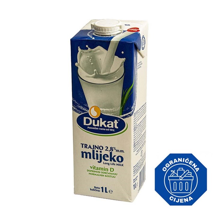 MLIJEKO TRAJNO 2,8%mm 1l DUKAT
