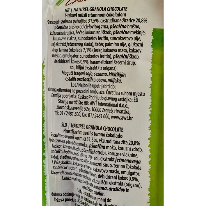MUESLI GRANOLA ČOKOLADA 350g AWT