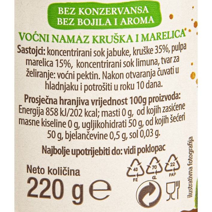 NAMAZ VOĆNI KRUŠKA MARELICA 220g PODRAVKA