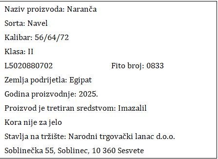 NARANČA SVJEŽA  NTL