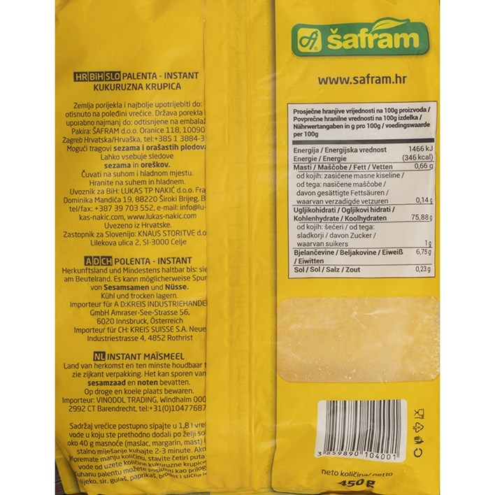 KUKURUZNA KRUPICA PALENTA INSTANT 450G ŠAFRAM