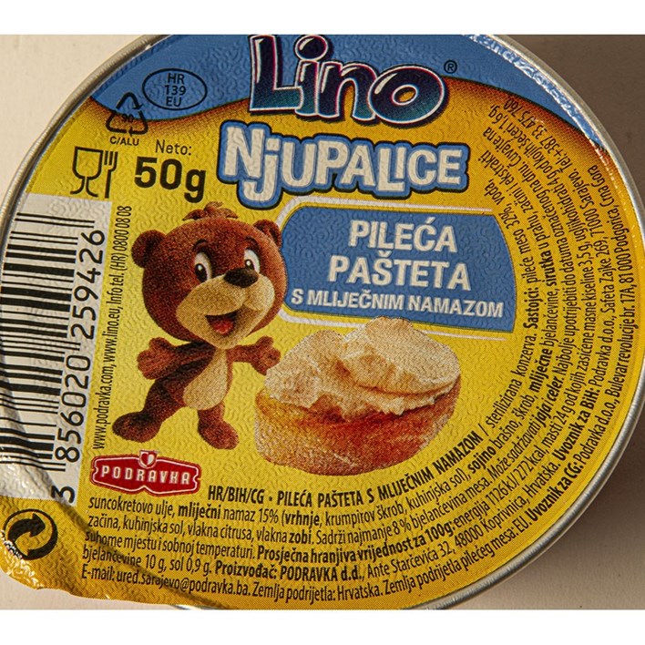 PAŠTETA LINO PILEĆA S MLIJEČNIM NAMAZOM 50g PODRAVKA