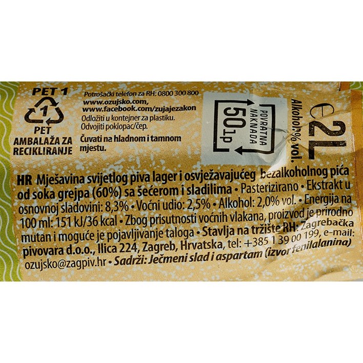 PIVO OŽUJSKO GREJP 2l PVC