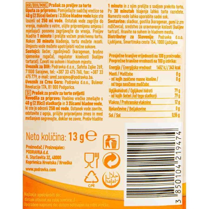 PRELJEV ZA TORTE SVIJETLI 13g PODRAVKA
