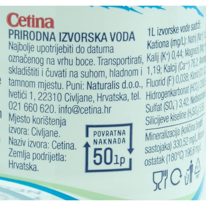 VODA PRIRODBA IZVORSKA CETINA 0,5l
