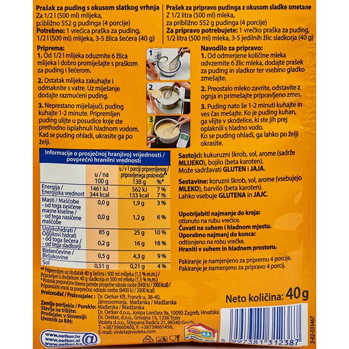 PUDING SLATKO VRHNJE 40g DR OETKER