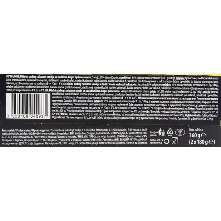 PUDING PROTEIN VANILIJA DUOPACK 360g VINDIJA