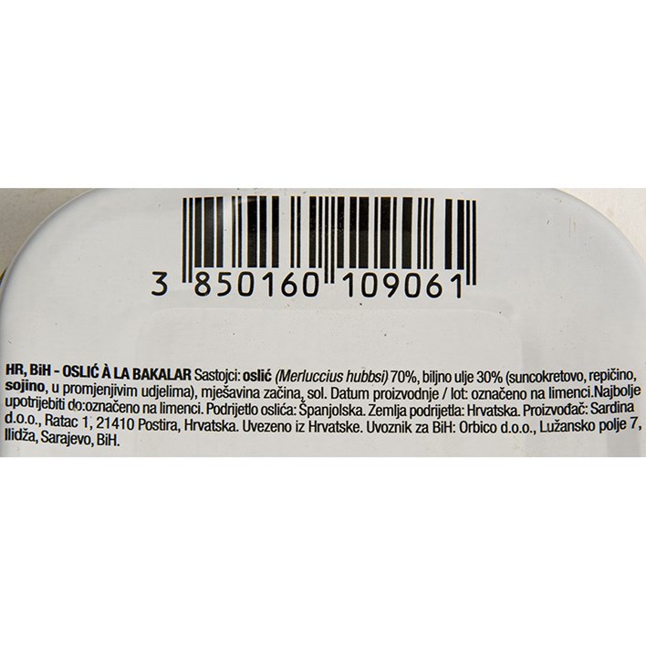 RIBA ADRIATIC QUEEN OSLIĆ A LA BAKALAR 105g SARDINA