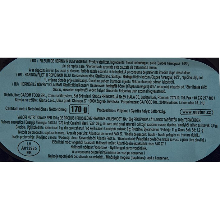 RIBA HARINGA FILETI U BILJNOM ULJU 170g GIANA