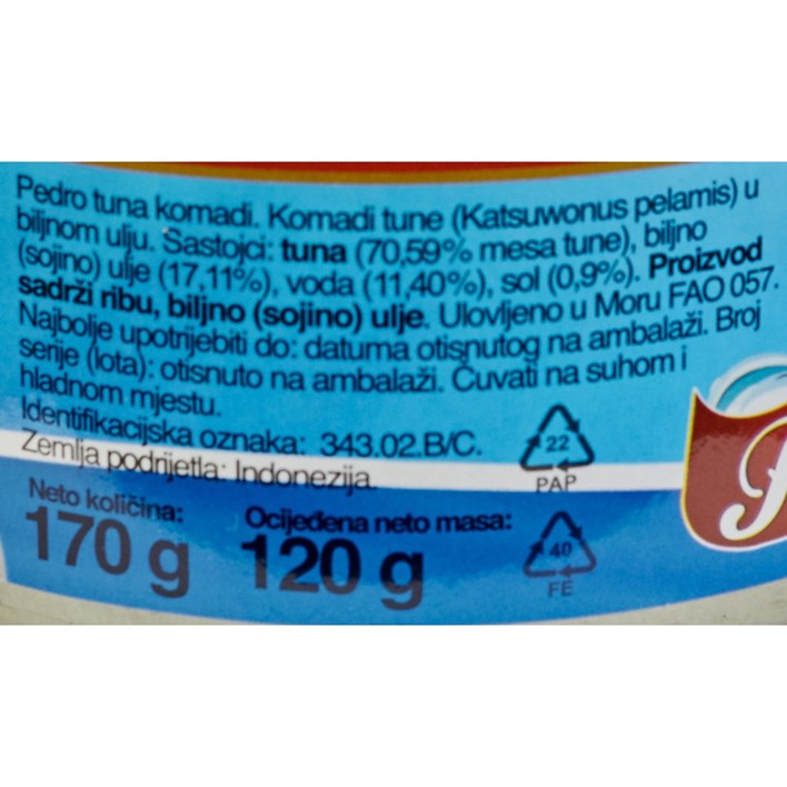 RIBA TUNA KOMADI PEDRO 170G STANIĆ