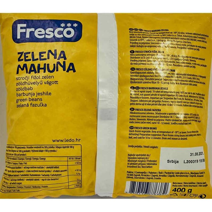 SMRZNUTO POVRĆE FRESCO MAHUNA ZELENA 400g LEDO