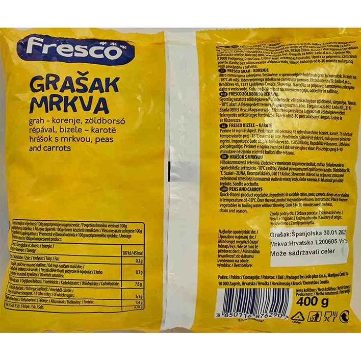 SMRZNUTO POVRĆE GRAŠAK MRKVA FRESCO 400G LEDO
