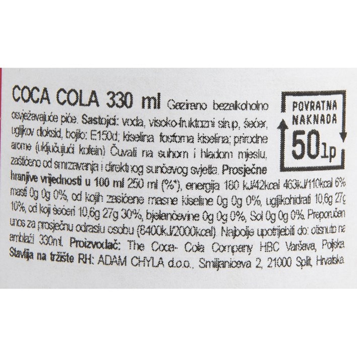 SOK GAZIRANI COCA COLA 0,33l LIMENKA COCA COLA