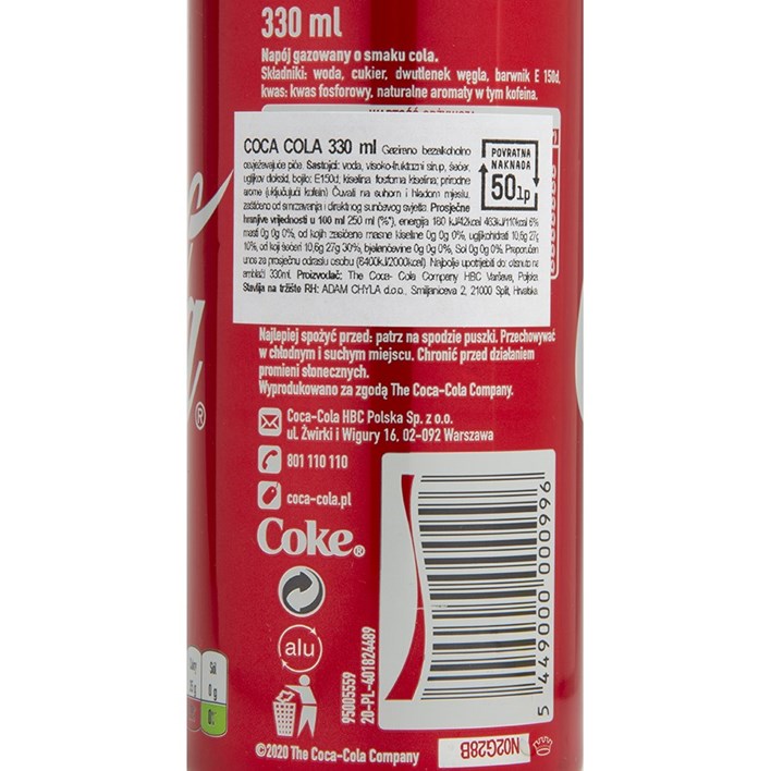SOK GAZIRANI COCA COLA 0,33l LIMENKA COCA COLA