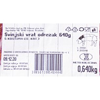 SVJEŽE MESO SVINJSKI VRAT ODREZAK 640g PIK