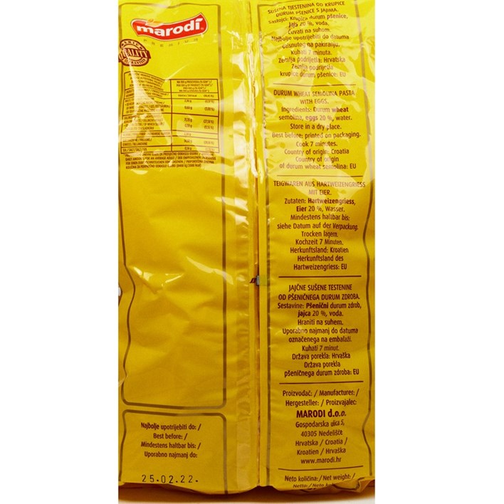 TJESTENINA MARODI VALOVITI REZANCI S JAJIMA 400g MARODI