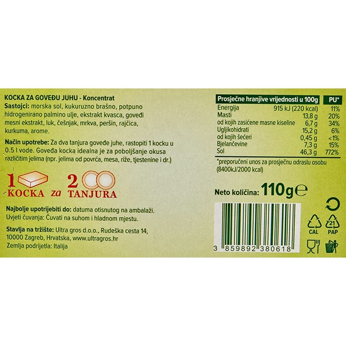 GOVEĐA KOCKA ZA JUHU 110g ULTRA