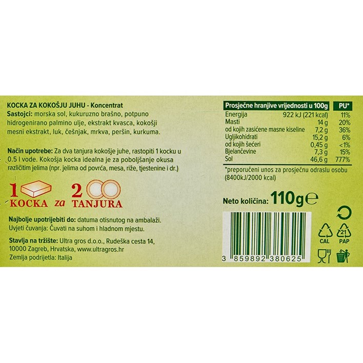 KOKOŠJA KOCKA ZA JUHU 110g ULTRA