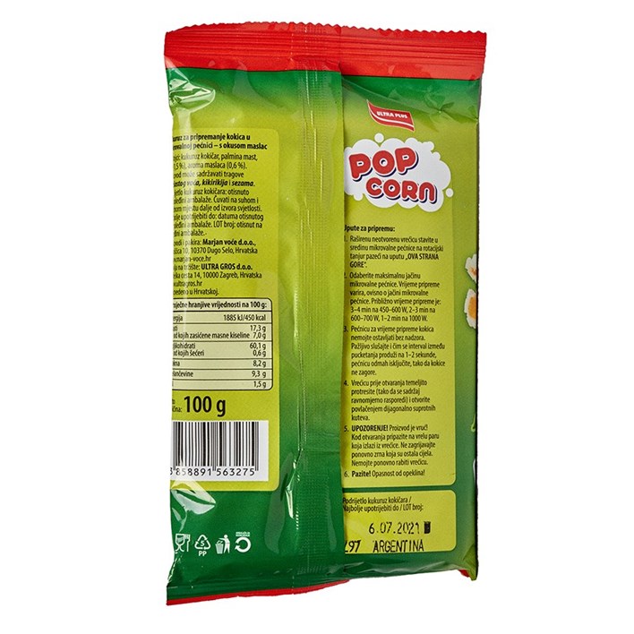 KUKURUZ ZA KOKICE MASLAC 100g MARJAN VOĆE ULTRA