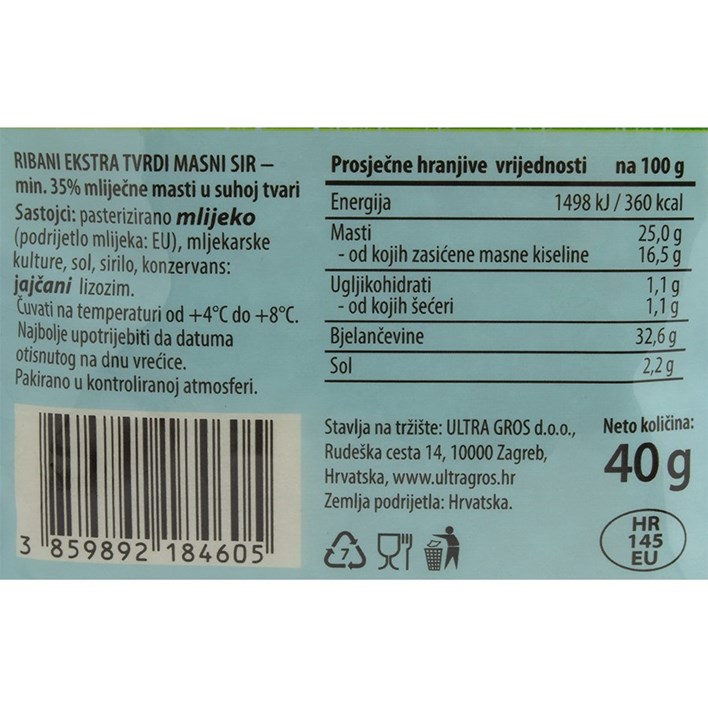 SIR RIBANI TVRDI DOMAĆA KRAVICA 40g DUKAT ULTRA