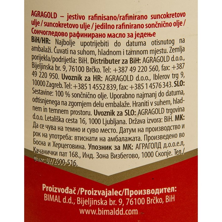 ULJE SUNCOKRETOVO AGRAGOLD 1l AGRAGOLD