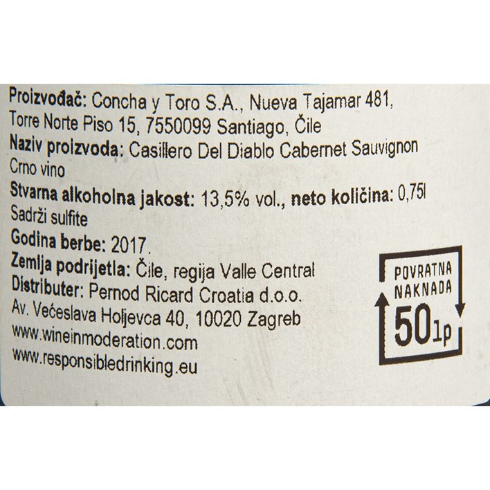 VINO BIJELO CABERNET SAUVIGNON 0,75l VRUTAK