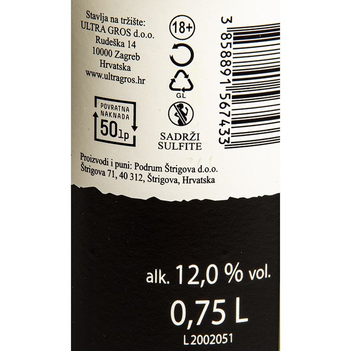 VINO BIJELO CHARDOONAY 0,75l ULTRA