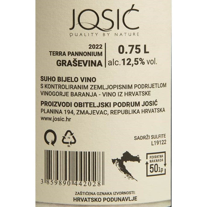 VINO BIJELO GRAŠEVINA JOSIĆ 0,75l VRUTAK