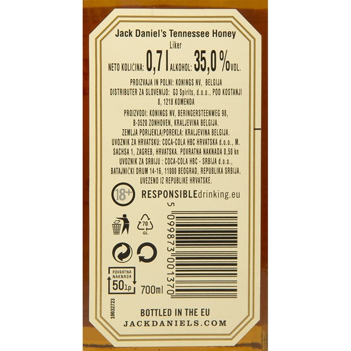 WHISKY JACK DANIELS TENNESSEE HONEY 0,7l COCA COLA