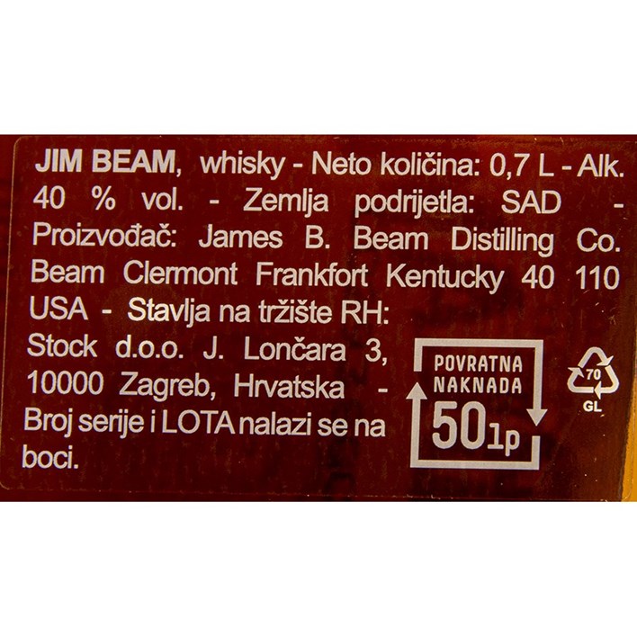 WHISKY JIM BEAM 0,7l STOCK