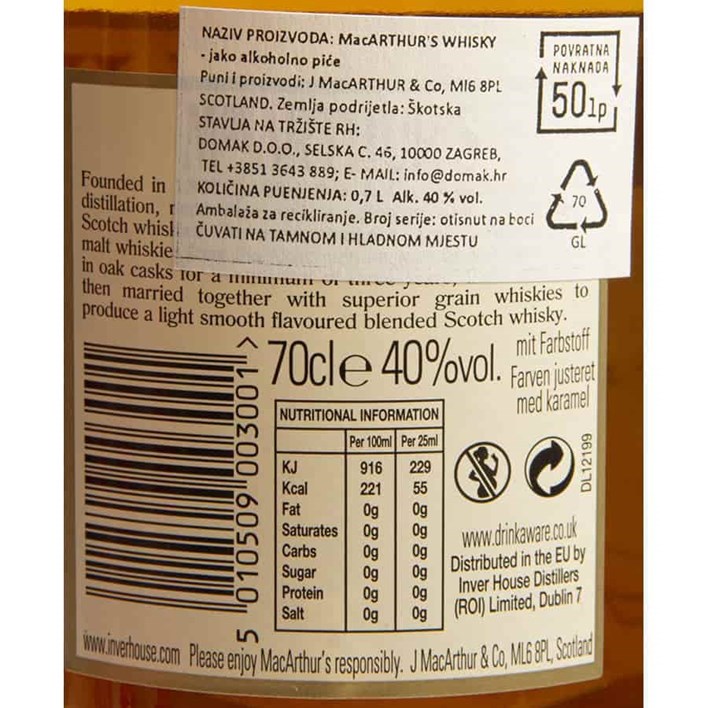 WHISKY MACARTHURS 0,7l DOMAK