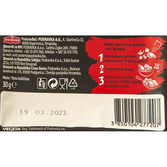 ZAČIN VEGETA NATUR GRILL CLASSIC 30g PODRAVKA