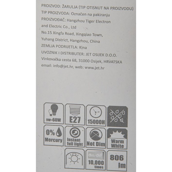 ŽARULJA LED E27 9W JET