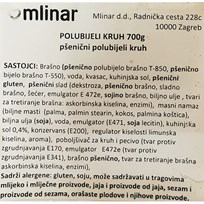 KRUH POLUBIJELI 700g MLINAR