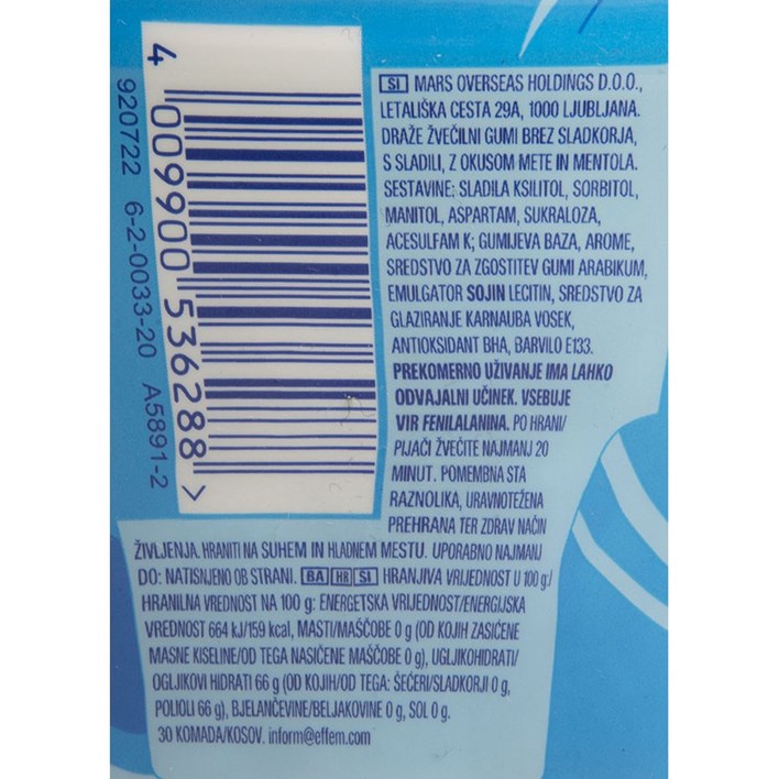 ŽVAKAČA GUMA ORBIT REFRESHERS PEPERMINT BUČICA 67g ATLANTIC