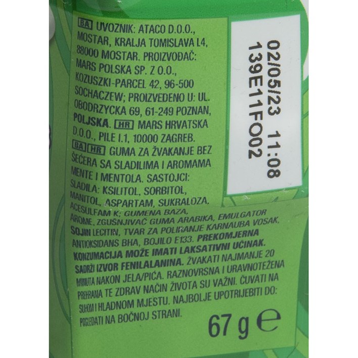 ŽVAKAČA GUMA ORBIT REFRESHERS SPEARMINT BOČICA 67g ATLANTIC