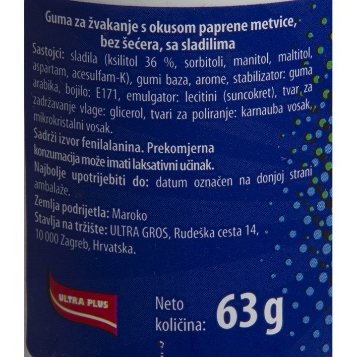 ŽVAKAČA GUMA TOP GUM PEPERMINT 63g ULTRA